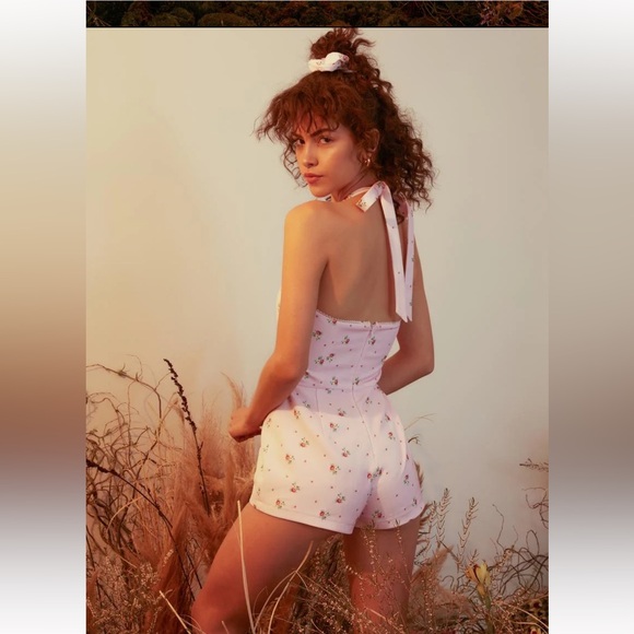 DOLLS KILL X  HOLLY HOBBIE DITSY FLORAL HALTER ROMPER - Picture 3 of 4